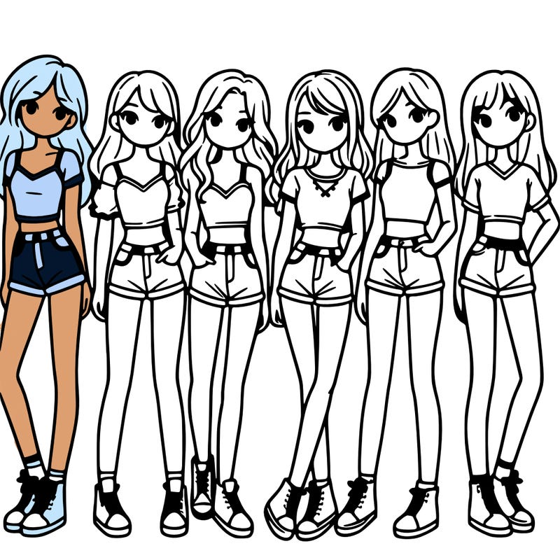 a group of girls wearing crop tops and shorts