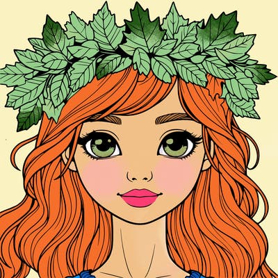 realistic girl with fall leaf crown