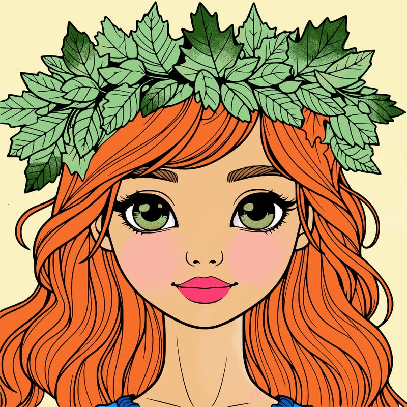 realistic girl with fall leaf crown