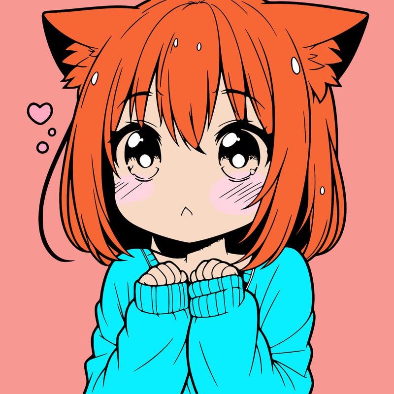 shy anime catgirl
