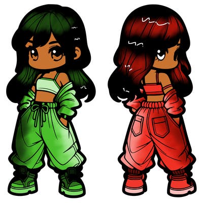 girl in crop top and baggy pants