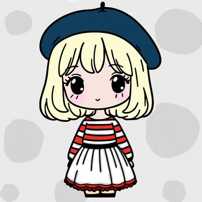 a girl with french clothes