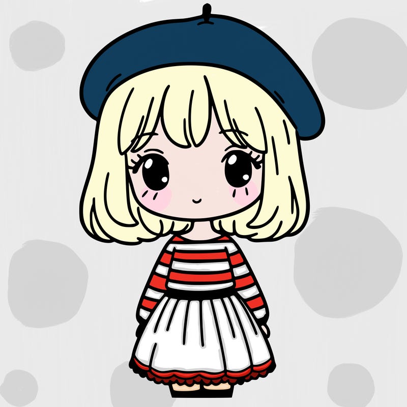 a girl with french clothes