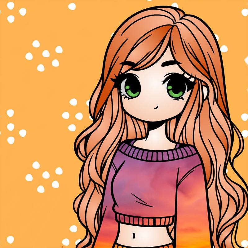 girl with long hair and a crop top with a sweater