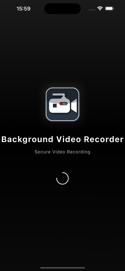 background video recorder - Background Video Recorder app splash screen with camera icon and secure recording text