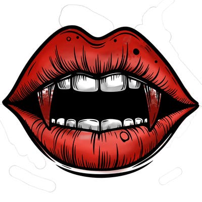 lips with vampire teeth