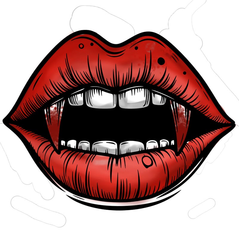 lips with vampire teeth