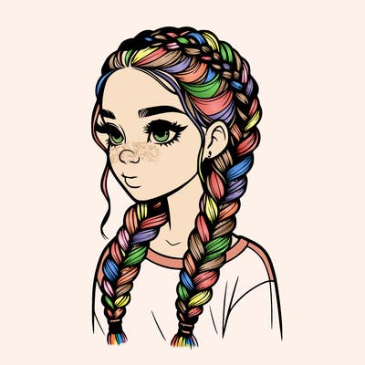 realistic girl with braids