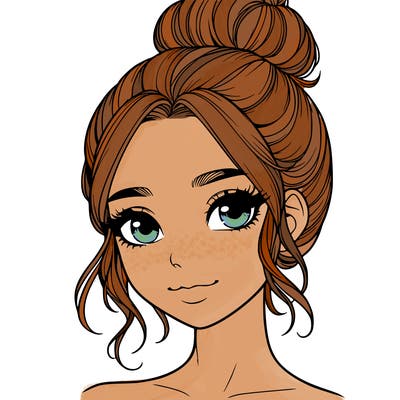 realistic pretty girl with hair in bun
