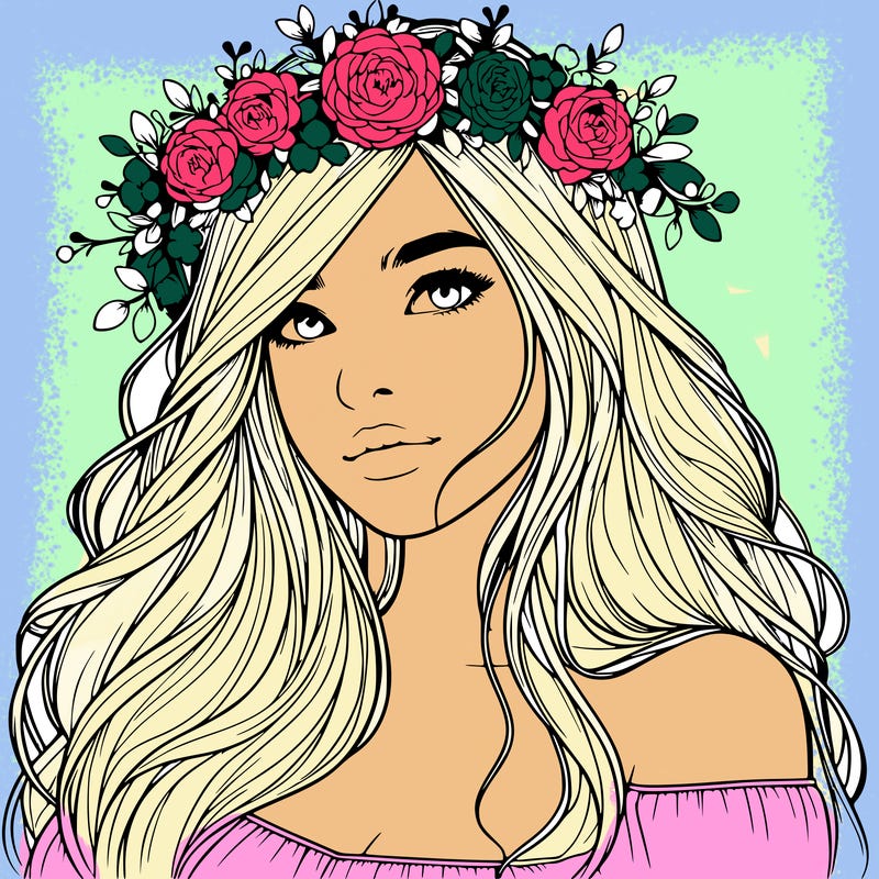 realistic girl with flower crown