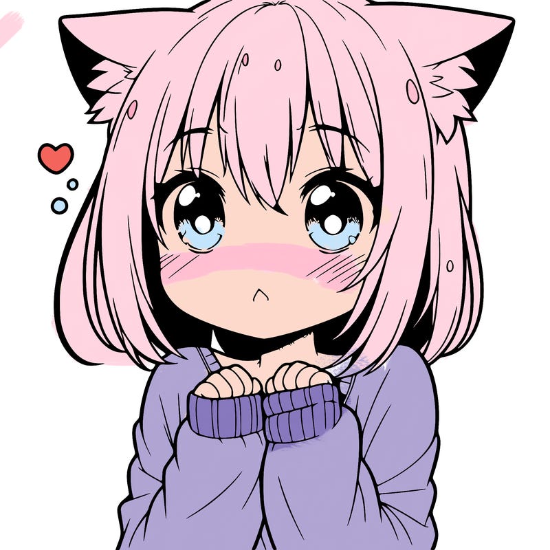 shy anime catgirl