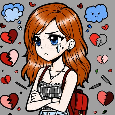 teenage girl crying over a breakup