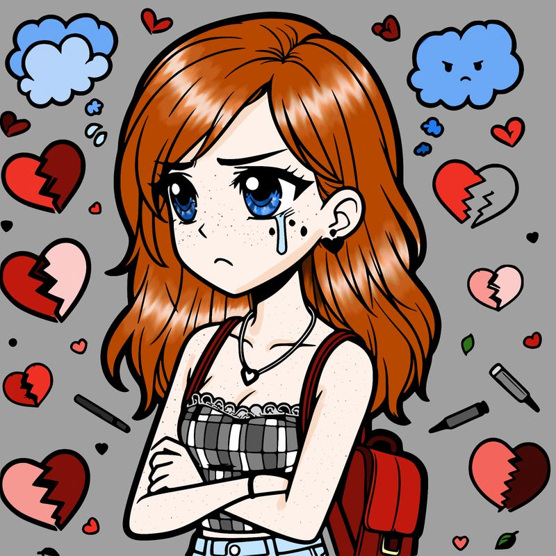 teenage girl crying over a breakup