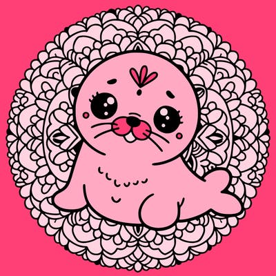 a cute baby seal mandala