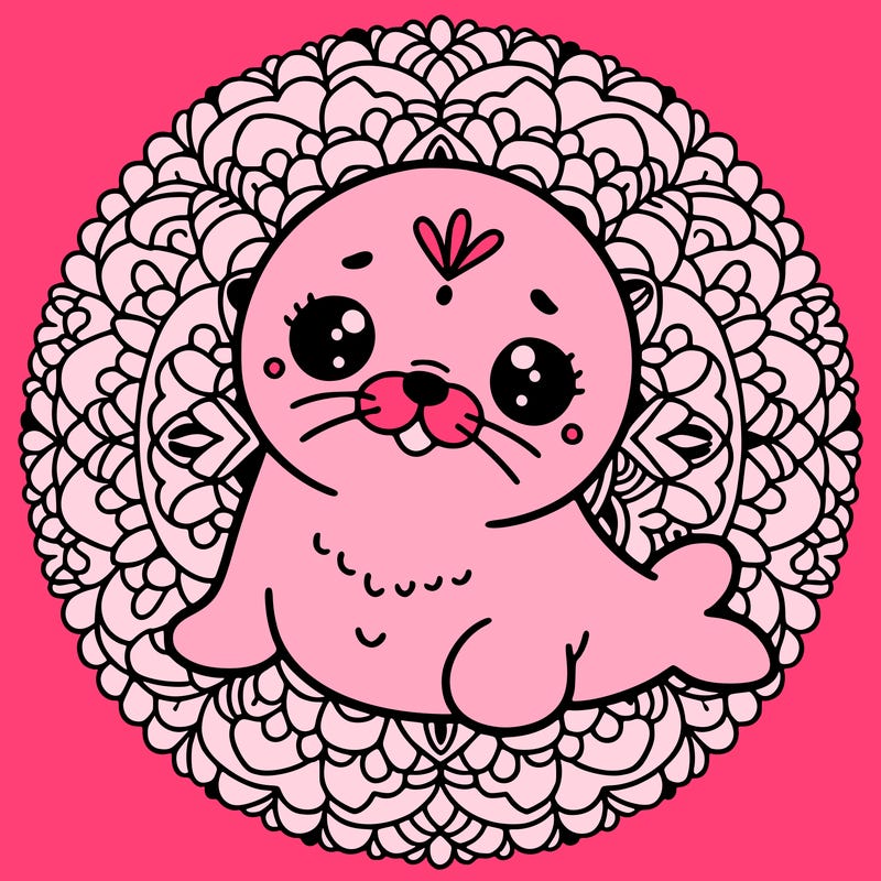 a cute baby seal mandala