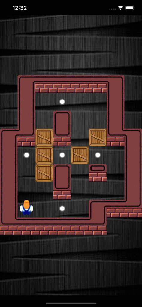 Sokoban (Boxman) Classic - Captura de pantalla de la jugabilidad de Sokoban Boxman Classic con un puzzle de lógica con cajas y casillas de destino