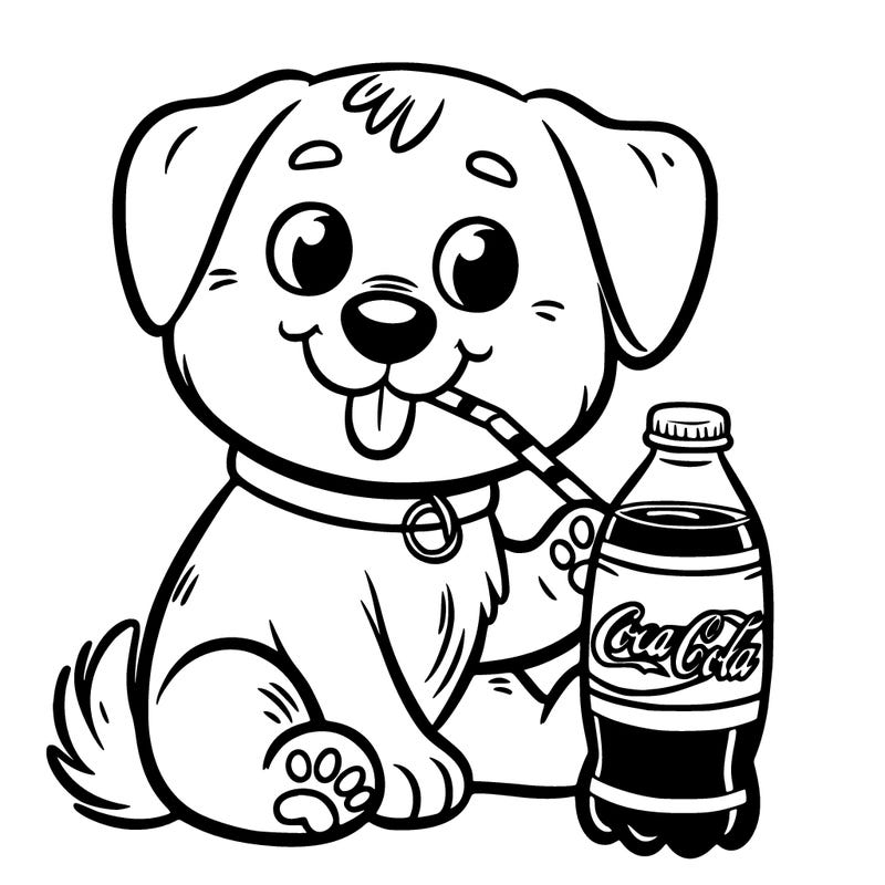 dog drinking coke