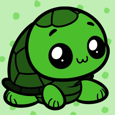 cute little animated turtle