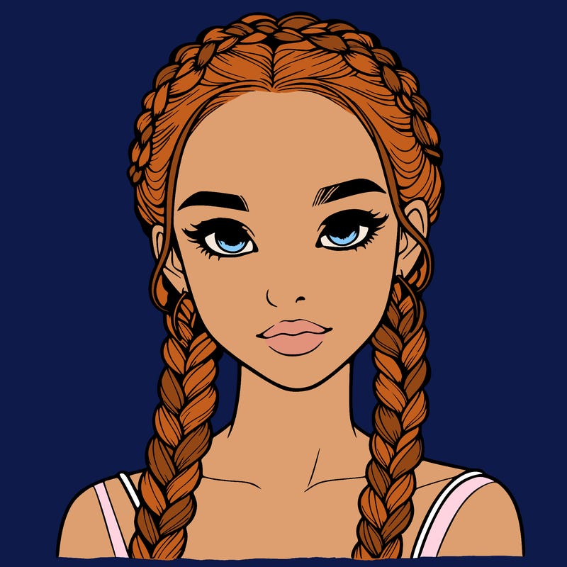 realistic girl with braids