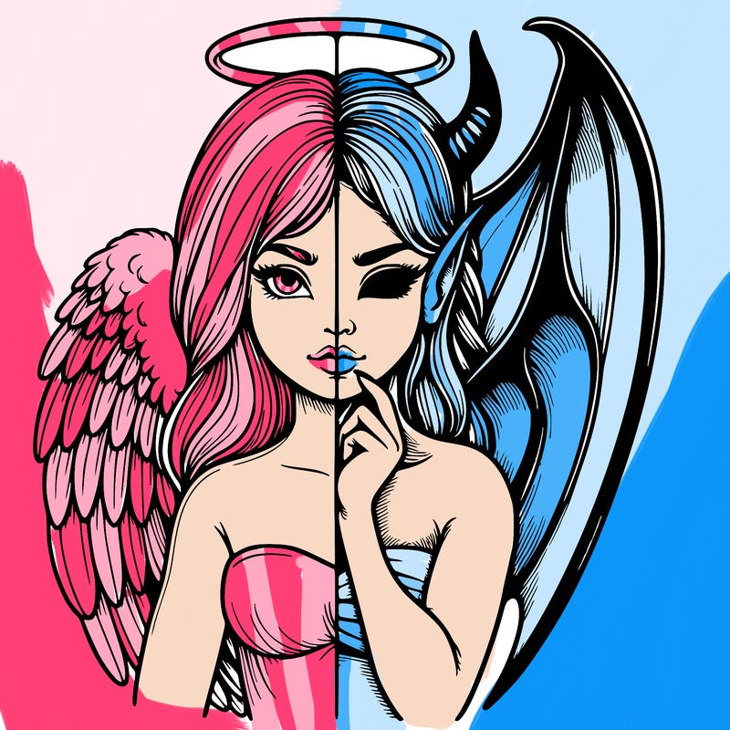 realistic angel half demon