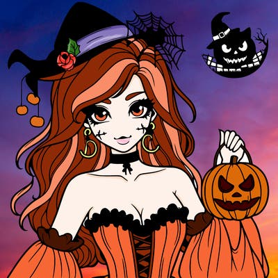 halloween scary girl in costume beautiful  realistic
