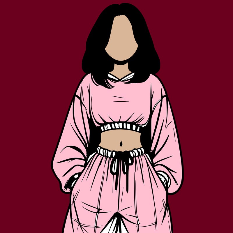realistic girl faceless with baggy pants and a crop top