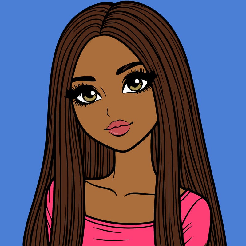 realistic girl with straight and long hair