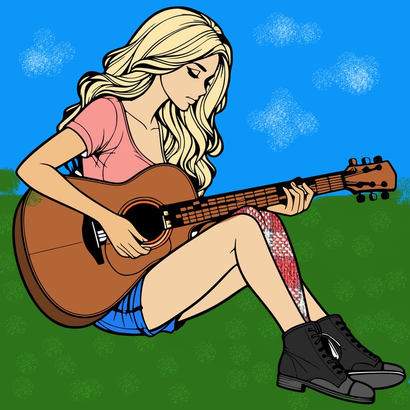 realistic woman play guitar