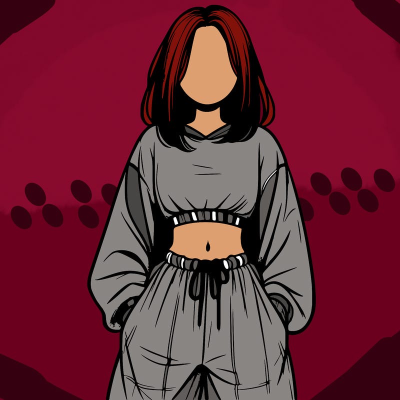 realistic girl faceless with baggy pants and a crop top