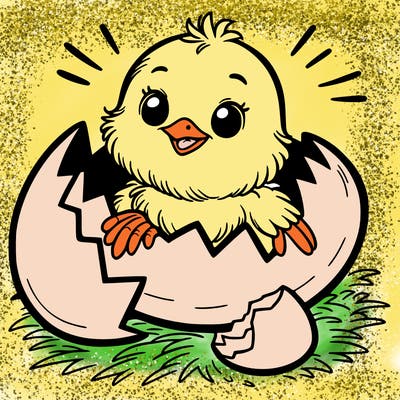 a chick hatching out of a egg
