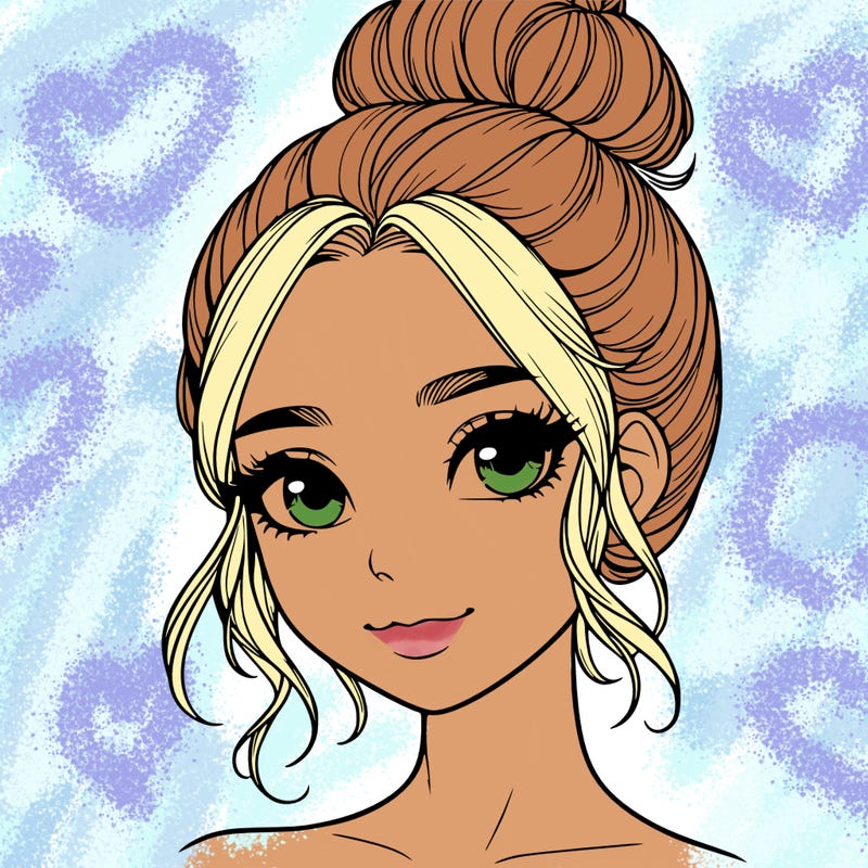 realistic pretty girl with hair in bun