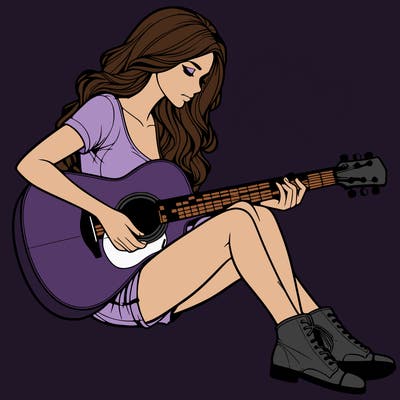 realistic woman play guitar