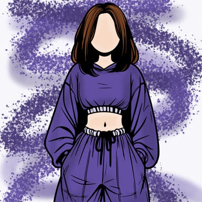realistic girl faceless with baggy pants and a crop top