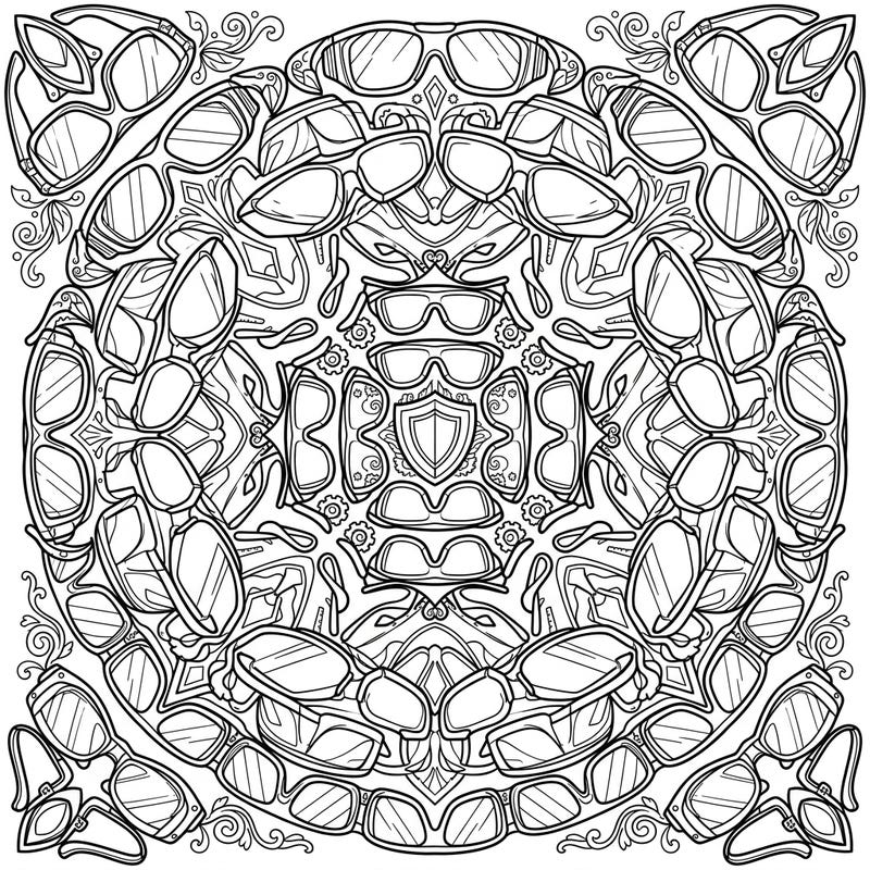 Discover a unique blend of safety and serenity with this intricate safety glasses mandala coloring page, perfect for anyone who appreciates detailed designs and eye protection. Dive into a world of geometric precision and artistic expression as you bring this protective eyewear pattern to life with your favorite colors.