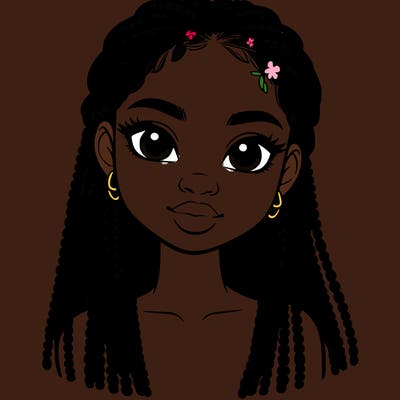 a realistic black girl with braids