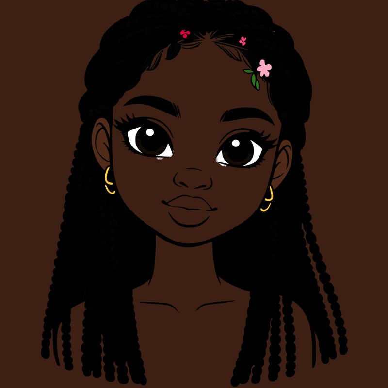 a realistic black girl with braids