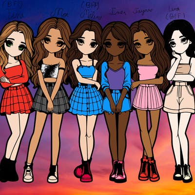 a group of girls realistic