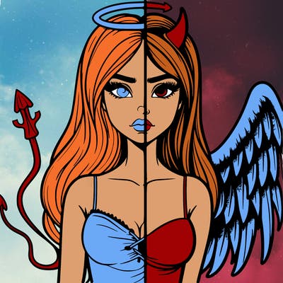 devil vs angel realistic girl