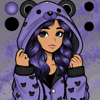 realistic girl in a animal pjs hoodie