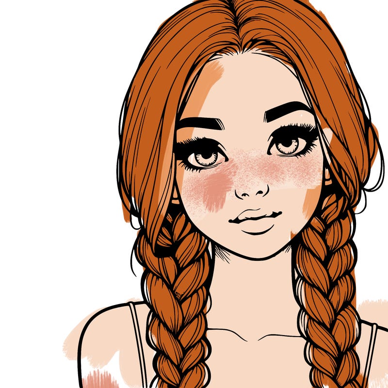 realistic girl with braids