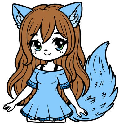 girl with wolf ears and tail