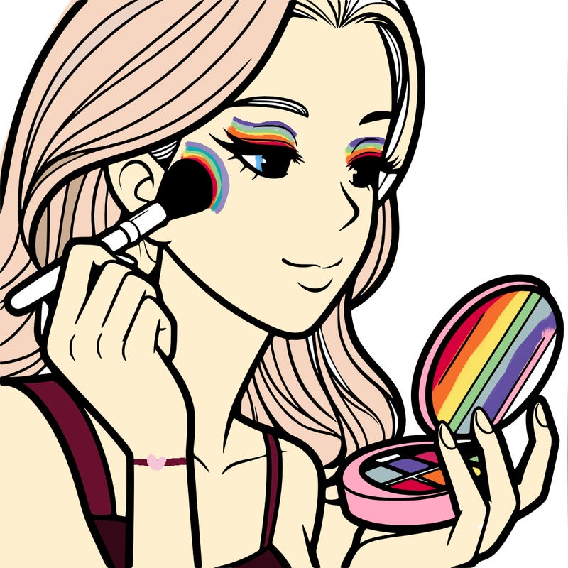 little girl putting on makeup