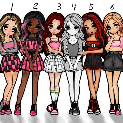 a group of girls realistic