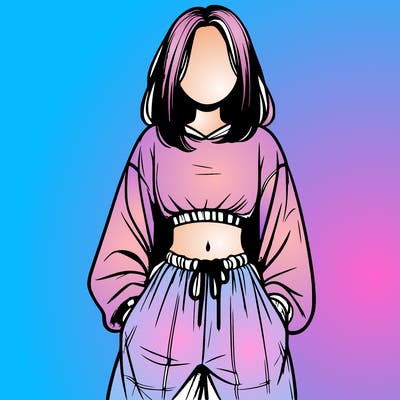 realistic girl faceless with baggy pants and a crop top