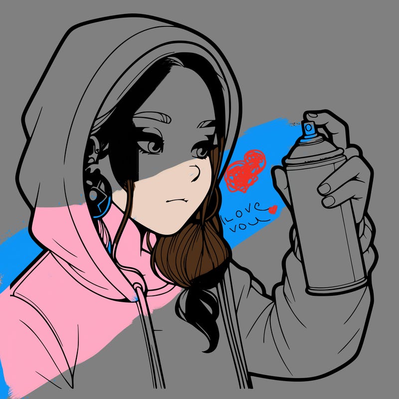 a realistic girl, spray painting