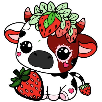 cute strawberry cow