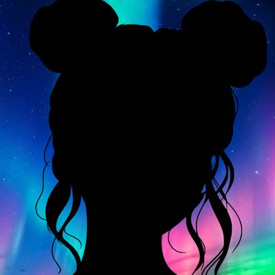 realistic girl with two buns on her hair and lips