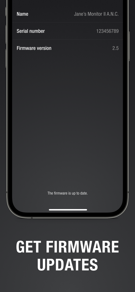 A screenshot of the Marshall Bluetooth app showing device information and a notification that the firmware is up to date.