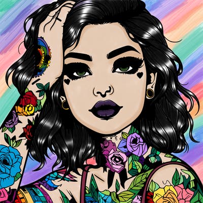 realistic girl with tattoos all over