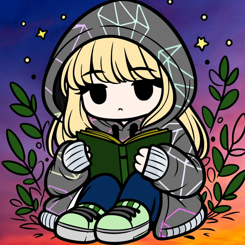 girl in oversized hoodie reading a book